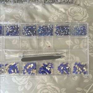 Blue and Silver Nail Art Rhinestones Kit